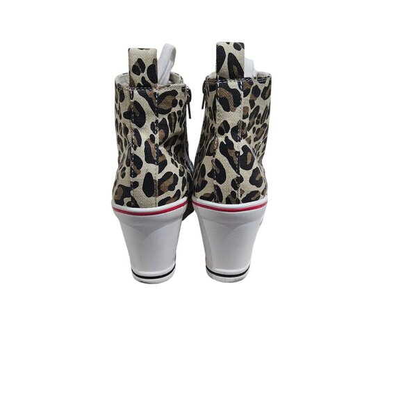 Leopard Print Wedge Sneakers With Side Zipper & White Laces US 10.5 EU 43 - Picture 4 of 5